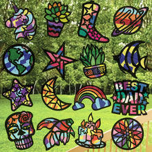 Load image into Gallery viewer, Day of the Dead Suncatcher Craft - 3 Sets Stained Glass Effect Paper Window Art