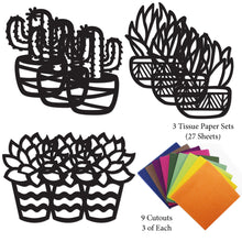 Load image into Gallery viewer, Succulent Plant Suncatcher Craft - 3 Sets Stained Glass Effect Paper Window Art