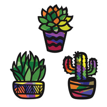 Load image into Gallery viewer, Succulent Plant Suncatcher Craft - 3 Sets Stained Glass Effect Paper Window Art