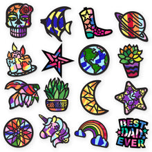 Load image into Gallery viewer, Day of the Dead Suncatcher Craft - 3 Sets Stained Glass Effect Paper Window Art