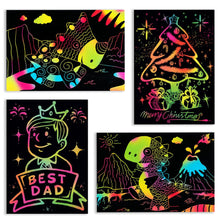 Load image into Gallery viewer, 30 Sheets Scratch Art Rainbow Paper with Wooden Stylus