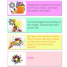 Load image into Gallery viewer, Sun Moon & Stars Suncatcher Craft - 3 Sets Stained Glass Effect Paper Window Art