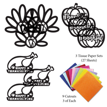 Load image into Gallery viewer, Thanksgiving Suncatcher Craft - 3 Sets Stained Glass Effect Paper Window Art