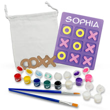 Load image into Gallery viewer, Paint Your Own MDF Wooden Tic-Tac-Toe Board Game Kid Craft Party Favors (Classic X’s and O’s Theme)