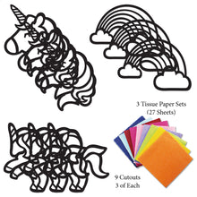Load image into Gallery viewer, Unicorn Suncatcher Craft - 3 Sets Stained Glass Effect Paper Window Art