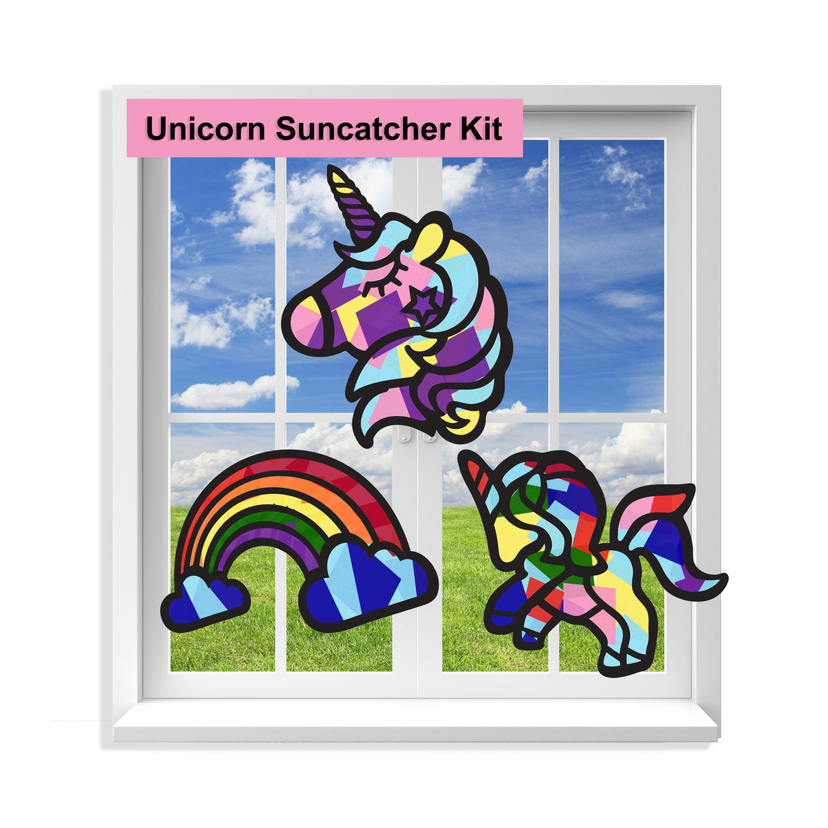 Unicorn Suncatcher Craft - 3 Sets Stained Glass Effect Paper Window Ar –  Vhalekidscrafts