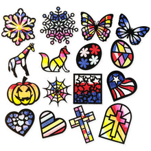Load image into Gallery viewer, Cross Suncatcher Craft - 3 Sets Stained Glass Effect Paper Window Art