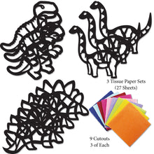 Load image into Gallery viewer, Dinosaur Suncatcher Craft - 3 Sets Stained Glass Effect Paper Window Art