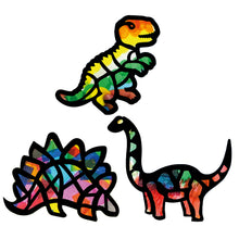 Load image into Gallery viewer, Dinosaur Suncatcher Craft - 3 Sets Stained Glass Effect Paper Window Art