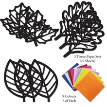 Load image into Gallery viewer, Fall Leaf Suncatcher Craft - 3 Sets Stained Glass Effect Paper Window Art