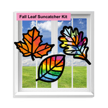 Load image into Gallery viewer, Fall Leaf Suncatcher Craft - 3 Sets Stained Glass Effect Paper Window Art