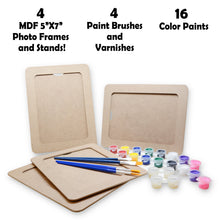 Load image into Gallery viewer, Paint Your Own Picture Frame Craft Kit, 4 sets of MDF Wood Photo Frame with Stand