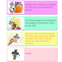 Load image into Gallery viewer, Cross Suncatcher Craft - 3 Sets Stained Glass Effect Paper Window Art