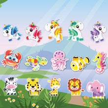 Load image into Gallery viewer, Animal Magnetic Sand Art Crafts, Peel and Stick 5 MDF Sand Art Sets Fridge Décor