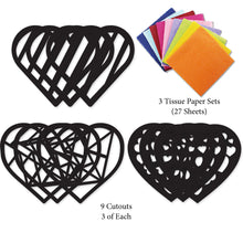 Load image into Gallery viewer, Valentine Heart Suncatcher Craft - 3 Sets Stained Glass Effect Paper Window Art
