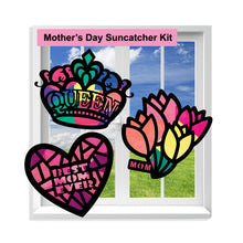 Load image into Gallery viewer, Mother's Day Suncatcher Craft - 3 Sets Stained Glass Effect Paper Window Art