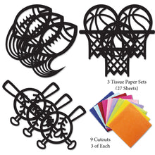 Load image into Gallery viewer, Sport Suncatcher Craft - 3 Sets Stained Glass Effect Paper Window Art