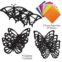 Load image into Gallery viewer, Butterfly Suncatcher Craft - 3 Sets Stained Glass Effect Paper Window Art