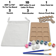 Load image into Gallery viewer, Paint Your Own MDF Wooden Tic-Tac-Toe Board Game Kid Craft Party Favors (Classic X’s and O’s Theme)
