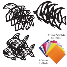 Load image into Gallery viewer, Fish Suncatcher Craft - 3 Sets Stained Glass Effect Paper Window Art
