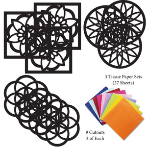 Mandala Suncatcher Craft - 3 Sets Stained Glass Effect Paper Window Art