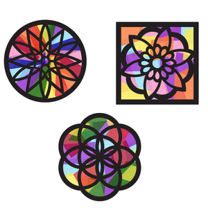Mandala Suncatcher Craft - 3 Sets Stained Glass Effect Paper Window Art