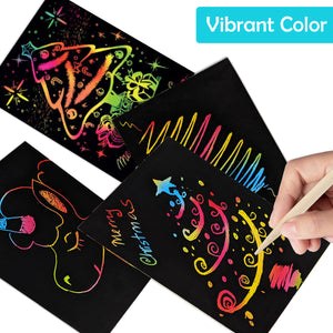 30 Sheets Scratch Art Rainbow Paper with Wooden Stylus