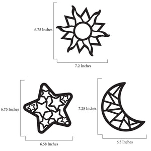 Sun Moon & Stars Suncatcher Craft - 3 Sets Stained Glass Effect Paper Window Art