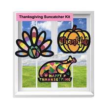 Load image into Gallery viewer, Thanksgiving Suncatcher Craft - 3 Sets Stained Glass Effect Paper Window Art
