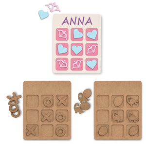 Paint Your Own MDF Wooden Tic-Tac-Toe Board Game Kid Craft Party Favors (Valentine’s Day)