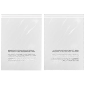 1.5 Mil (One-side) Crystal Clear Self-Adhesive Resealable Polypropylene Bags (OPP Bags) with Suffocation Warning - Pack of 100