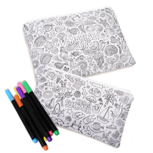 2 Pack of Color Your Own Pencil Case Stationery Pouch