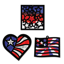 Load image into Gallery viewer, Patriotic Suncatcher Craft - 3 Sets Stained Glass Effect Paper Window Art
