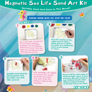 Sea Life Magnetic Sand Art Crafts, Peel and Stick 5 MDF Sand Art Sets Fridge Décor
