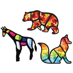 Animal Suncatcher Craft - 3 Sets Stained Glass Effect Paper Window Art