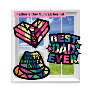 Father's Day Suncatcher Craft - 3 Sets Stained Glass Effect Paper Window Art
