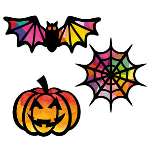 Halloween Suncatcher Craft - 3 Sets Stained Glass Effect Paper Window Art