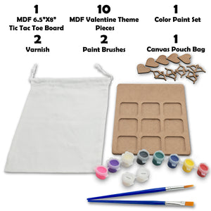 Paint Your Own MDF Wooden Tic-Tac-Toe Board Game Kid Craft Party Favors (Valentine’s Day)